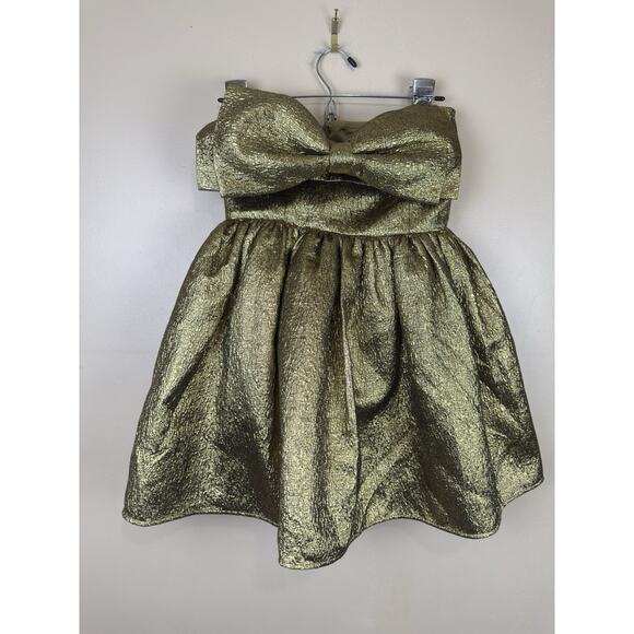 Self-Portrait Gold Metallic Jacquard Mini Dress Cocktail Formal Holiday Size 6 - Picture 4 of 16